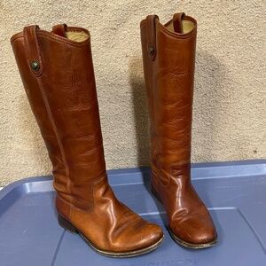 Frye Leather Riding Boots in Cognac